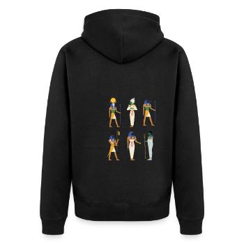 Hiéroglyphes égyptologue, Égypte ancienne - Veste à capuche bio Premium Unisexe - noir - Dos - Nico (187cm)