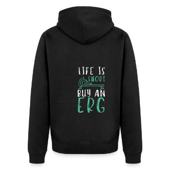 Erg Ergometer And Rowing Exercise Machine Rowing - Unisex Premium Organic Zip Hoodie - black - Back - Nico (187cm)
