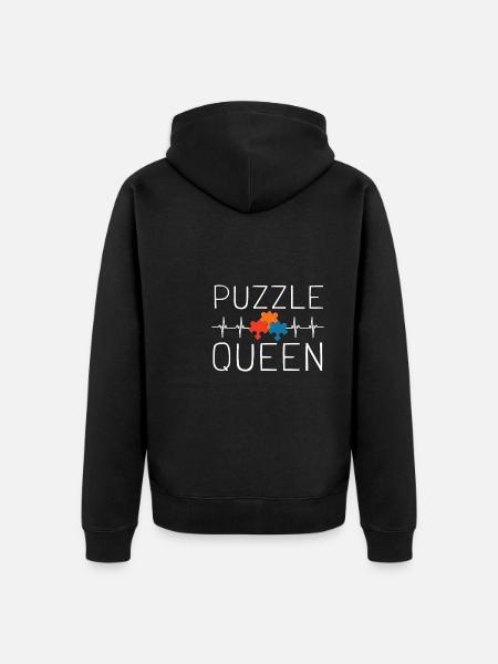 Puzzle Queen - Jag pusslar förbi min läggdags - Ekologisk premiumluvjack unisex - svart