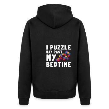 Puzzle Queen - Je passe devant mon heure de coucher - Veste à capuche bio Premium Unisexe - noir - Dos - Nico (187cm)