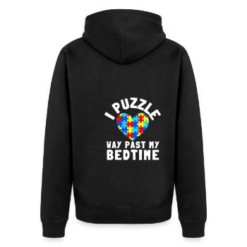 Puzzle Queen - Je passe devant mon heure de coucher - Veste à capuche bio Premium Unisexe - noir - Dos - Nico (187cm)
