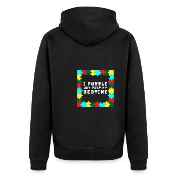 Puzzle Queen - Je passe devant mon heure de coucher - Veste à capuche bio Premium Unisexe - noir - Dos - Nico (187cm)