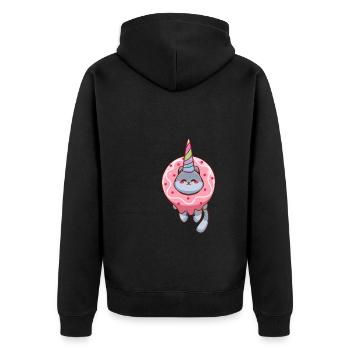 Cat Unicorn Donut - Unisex Premium Organic Zip Hoodie - black - Back - Nico (187cm)