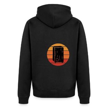 Cajon Box Drum Instrument Peruvian Cajon - Unisex Premium Bio Zip Hoodie - Schwarz - Hinten - Nico (187cm)