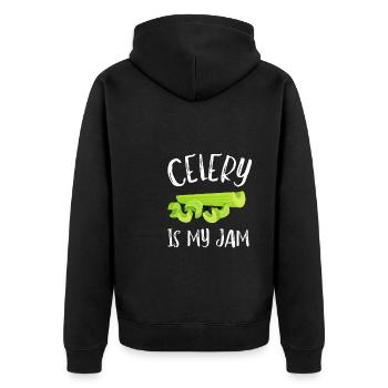 Vegan Vegetarian Veggie Organic Celery Juice - Unisex Premium Organic Zip Hoodie - black - Back - Nico (187cm)
