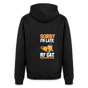 Désolé d’être en retard, mon chat était assis sur moi - Veste à capuche bio Premium Unisexe - noir - Dos - Nico (187cm)