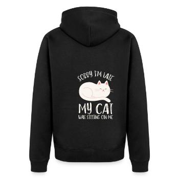 Désolé d’être en retard, mon chat était assis sur moi - Veste à capuche bio Premium Unisexe - noir - Dos - Nico (187cm)