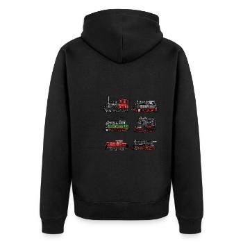 Locomotive à vapeur - J’ai un train d’ à voie unique - Veste à capuche bio Premium Unisexe - noir - Dos - Nico (187cm)