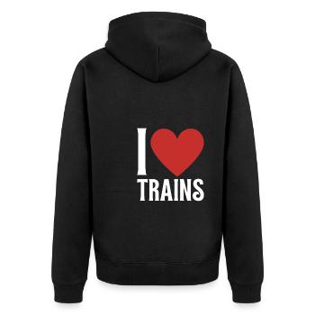 Locomotive à vapeur - J’ai un train d’ à voie unique - Veste à capuche bio Premium Unisexe - noir - Dos - Nico (187cm)