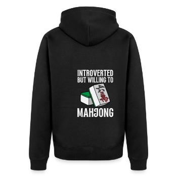 Cats Playing Mahjong - Unisex Premium Organic Zip Hoodie - black - Back - Nico (187cm)