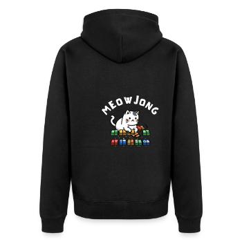 Cats Playing Mahjong - Unisex Premium Organic Zip Hoodie - black - Back - Nico (187cm)