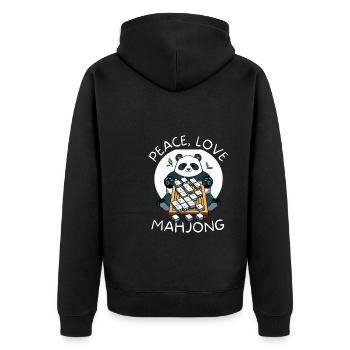 Cats Playing Mahjong - Unisex Premium Organic Zip Hoodie - black - Back - Nico (187cm)