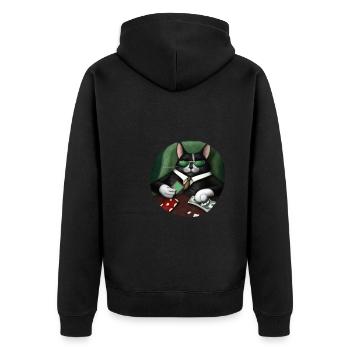 Cats Playing Cards - Unisex Premium Organic Zip Hoodie - black - Back - Nico (187cm)