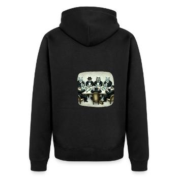 Cats Playing Cards - Unisex Premium Organic Zip Hoodie - black - Back - Nico (187cm)
