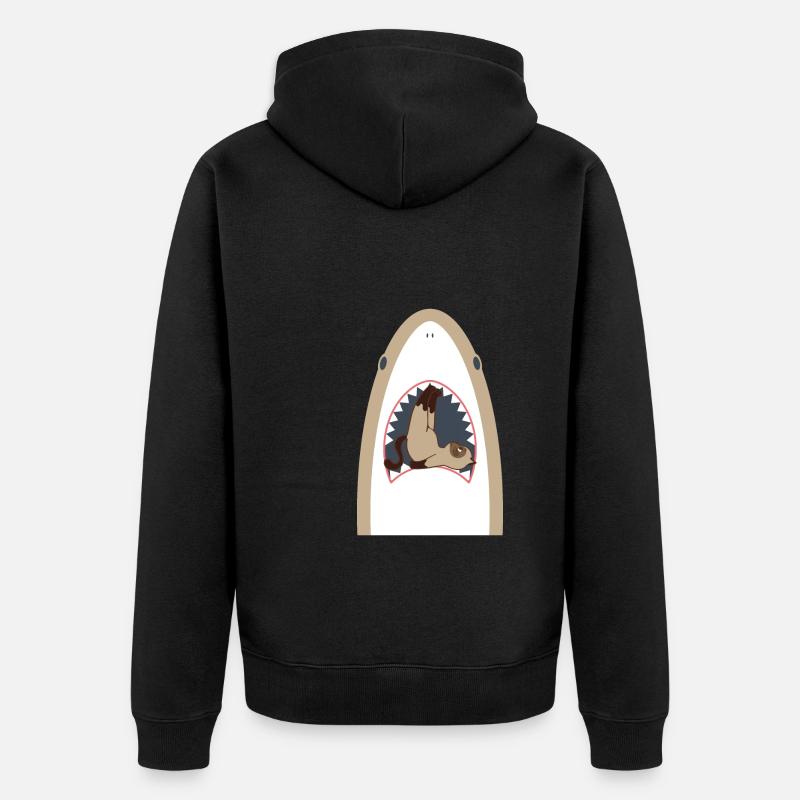 Chat mangeur de requins - Veste à capuche bio Premium Unisexe - noir