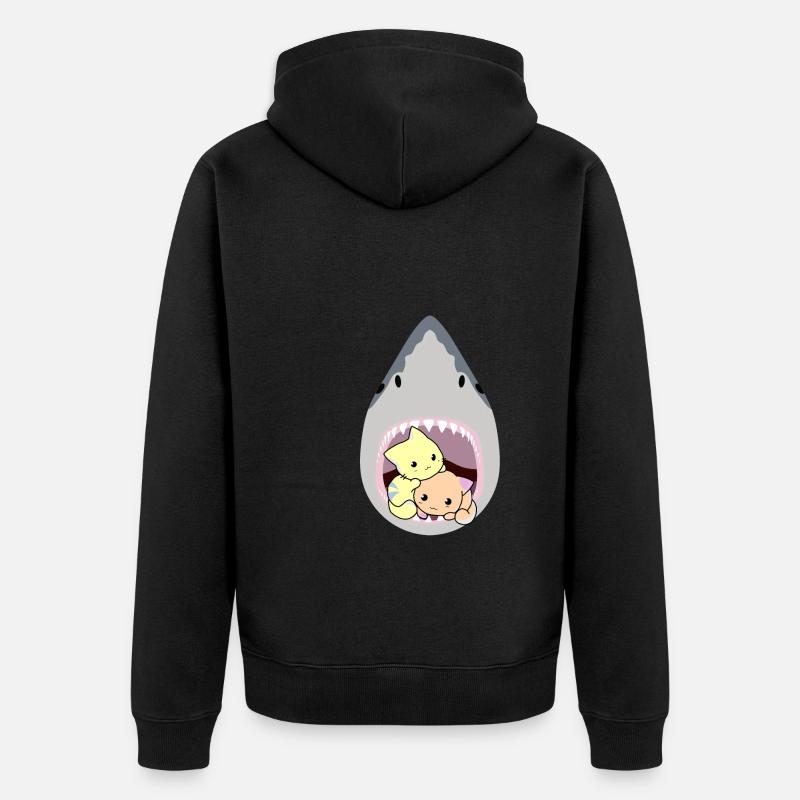 Chat mangeur de requins - Veste à capuche bio Premium Unisexe - noir