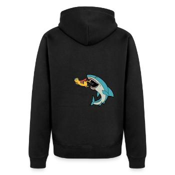 Chat mangeur de requins - Veste à capuche bio Premium Unisexe - noir - Dos - Nico (187cm)