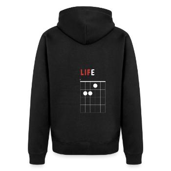 Pedal Steel Guitar - Unisex Premium Bio Zip Hoodie - Schwarz - Hinten - Nico (187cm)