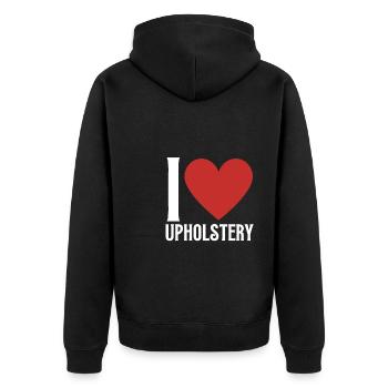 Restorer Furnishing Cushioning Upholstery - Unisex Premium Organic Zip Hoodie - black - Back - Nico (187cm)