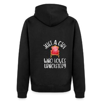 Restorer Furnishing Cushioning Upholstery - Unisex Premium Organic Zip Hoodie - black - Back - Nico (187cm)