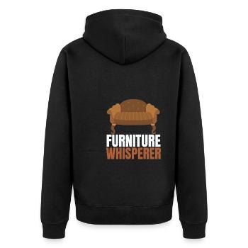 Restorer Furnishing Cushioning Upholstery - Unisex Premium Organic Zip Hoodie - black - Back - Nico (187cm)