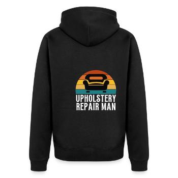 Restorer Furnishing Cushioning Upholstery - Unisex Premium Organic Zip Hoodie - black - Back - Nico (187cm)