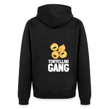 Italian Penne Pasta Tortellini - Unisex Premium Bio Zip Hoodie - Schwarz - Hinten - Nico (187cm)