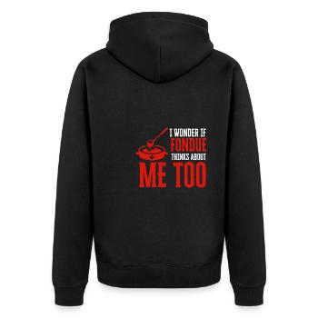 Swiss Cheese Fondue - Unisex Premium Organic Zip Hoodie - black - Back - Nico (187cm)
