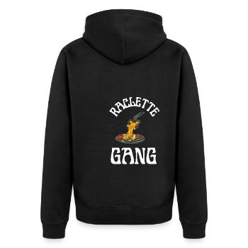Swiss Cheese Fondue Raclette - Unisex Premium Organic Zip Hoodie - black - Back - Nico (187cm)