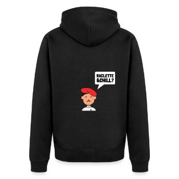 Swiss Cheese Fondue Raclette - Unisex Premium Organic Zip Hoodie - black - Back - Nico (187cm)