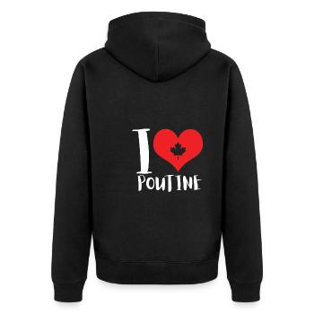 Cheese Curds Gravy Mix Canada Poutine - Unisex Premium Organic Zip Hoodie - black - Back - Nico (187cm)