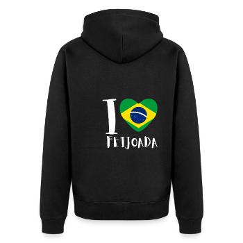 Brazil Brazilian Pork Bean Stew Feijoada - Unisex Premium Bio Zip Hoodie - Schwarz - Hinten - Nico (187cm)