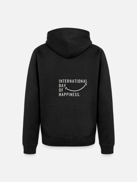International Day Of Happiness - Unisex Premium Organic Zip Hoodie - black