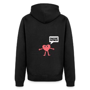 Journée internationale du bonheur - Veste à capuche bio Premium Unisexe - noir - Dos - Nico (187cm)