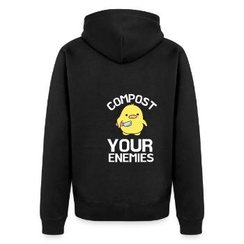 Compost Your Enemies - Unisex Premium Organic Zip Hoodie - black - Back - Nico (187cm)