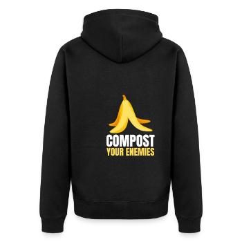 Compost Your Enemies - Unisex Premium Organic Zip Hoodie - black - Back - Nico (187cm)