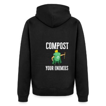 Compost Your Enemies - Unisex Premium Organic Zip Hoodie - black - Back - Nico (187cm)