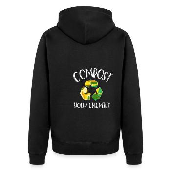 Compost Your Enemies - Unisex Premium Organic Zip Hoodie - black - Back - Nico (187cm)