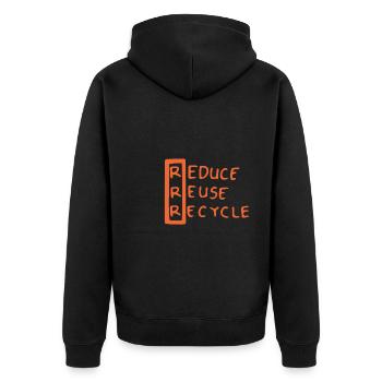 Recycle, I Love Recycling - Unisex Premium Bio Zip Hoodie - Schwarz - Hinten - Nico (187cm)