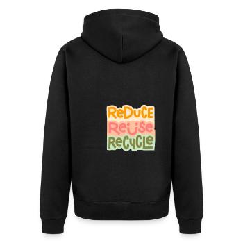 Recycle, I Love Recycling - Unisex Premium Bio Zip Hoodie - Schwarz - Hinten - Nico (187cm)