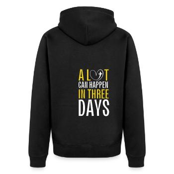 Alot Can Happen In 3 Days, Hallelujah Easter - Unisex Premium Bio Zip Hoodie - Schwarz - Hinten - Nico (187cm)