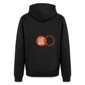Alot Can Happen In 3 Days, Hallelujah Easter - Unisex Premium Bio Zip Hoodie - Schwarz - Hinten - Nico (187cm)