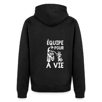 Motocross Moto Père Et Fille Une Équipe pour La - Unisex Premium Bio Zip Hoodie - Schwarz - Hinten - Nico (187cm)