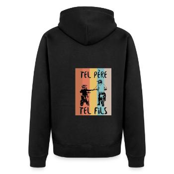 Motocross Moto Père Et Fille Une Équipe pour La - Unisex Premium Bio Zip Hoodie - Schwarz - Hinten - Nico (187cm)