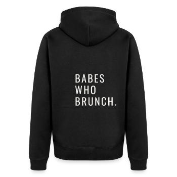 Babes Who Brunch Squat - Unisex Premium Bio Zip Hoodie - Schwarz - Hinten - Nico (187cm)