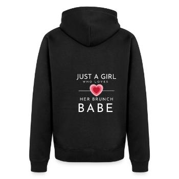 Babes Who Brunch Squat - Unisex Premium Bio Zip Hoodie - Schwarz - Hinten - Nico (187cm)