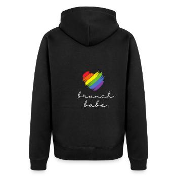 Babes Who Brunch Squat - Unisex Premium Bio Zip Hoodie - Schwarz - Hinten - Nico (187cm)