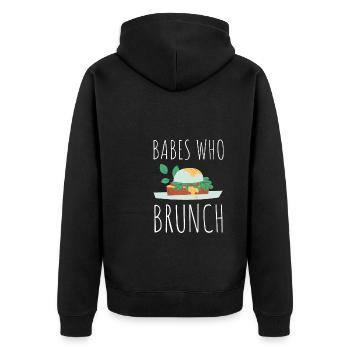 Babes Who Brunch Squat - Unisex Premium Bio Zip Hoodie - Schwarz - Hinten - Nico (187cm)