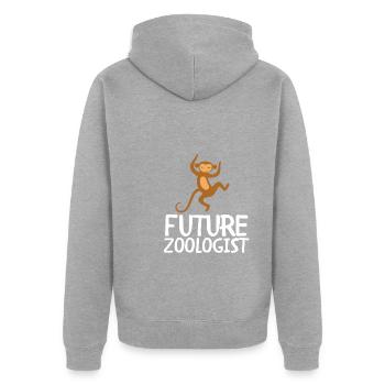 Future Zoologist Birthday Wildlife - Veste à capuche bio Premium Unisexe - gris chiné - Dos - Nico (187cm)