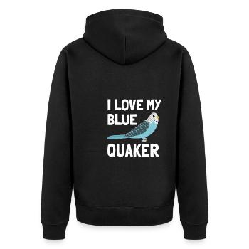 Blue Quaker Parrot Mom - Unisex Premium Bio Zip Hoodie - Schwarz - Hinten - Nico (187cm)